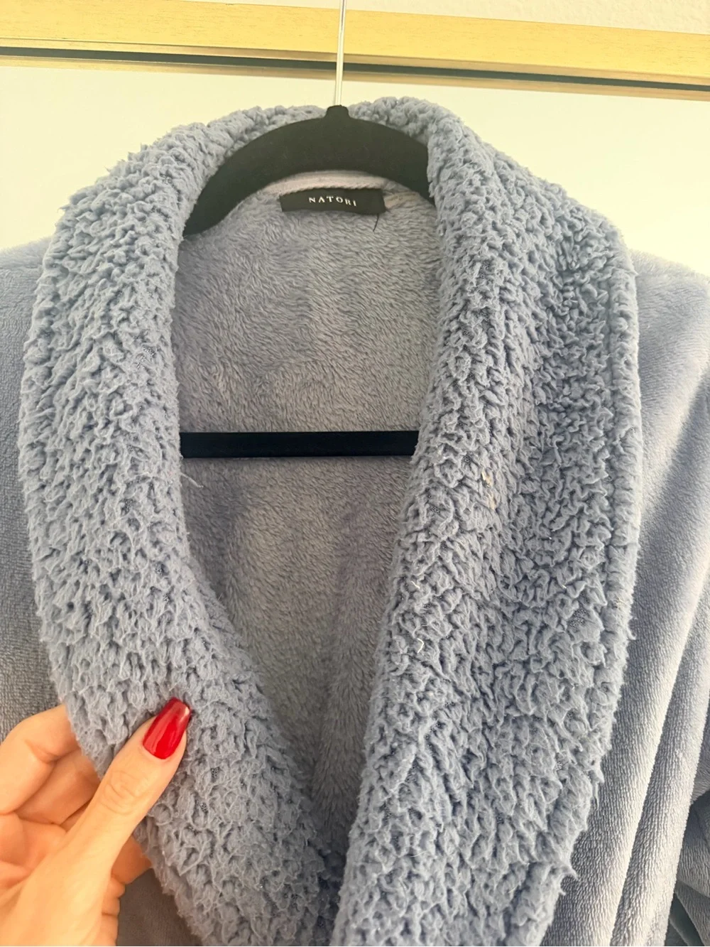 Natori Plush Lavender-Gray Shawl Collar Bath Robe
